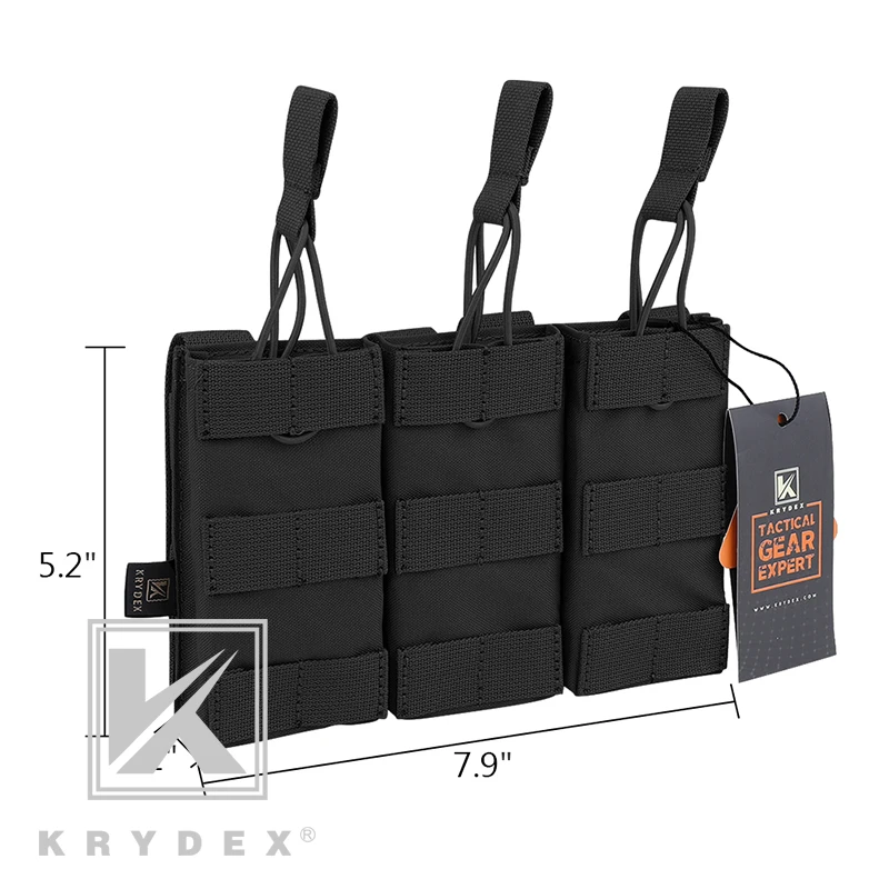 KRYDEX-bolsa táctica MOLLE de 5,56mm, accesorio de caza, con correa para cargador, Individual/doble/Triple, para M4 M16