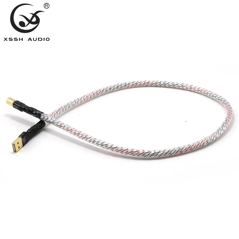 Hifi DAC Daten Schild Kabel Stecker A stecker USB Kabel XSSH Audio 7 Core Anoxischen OFC Kupfer Silber nordost Valhalla USB 2,0 Kabel