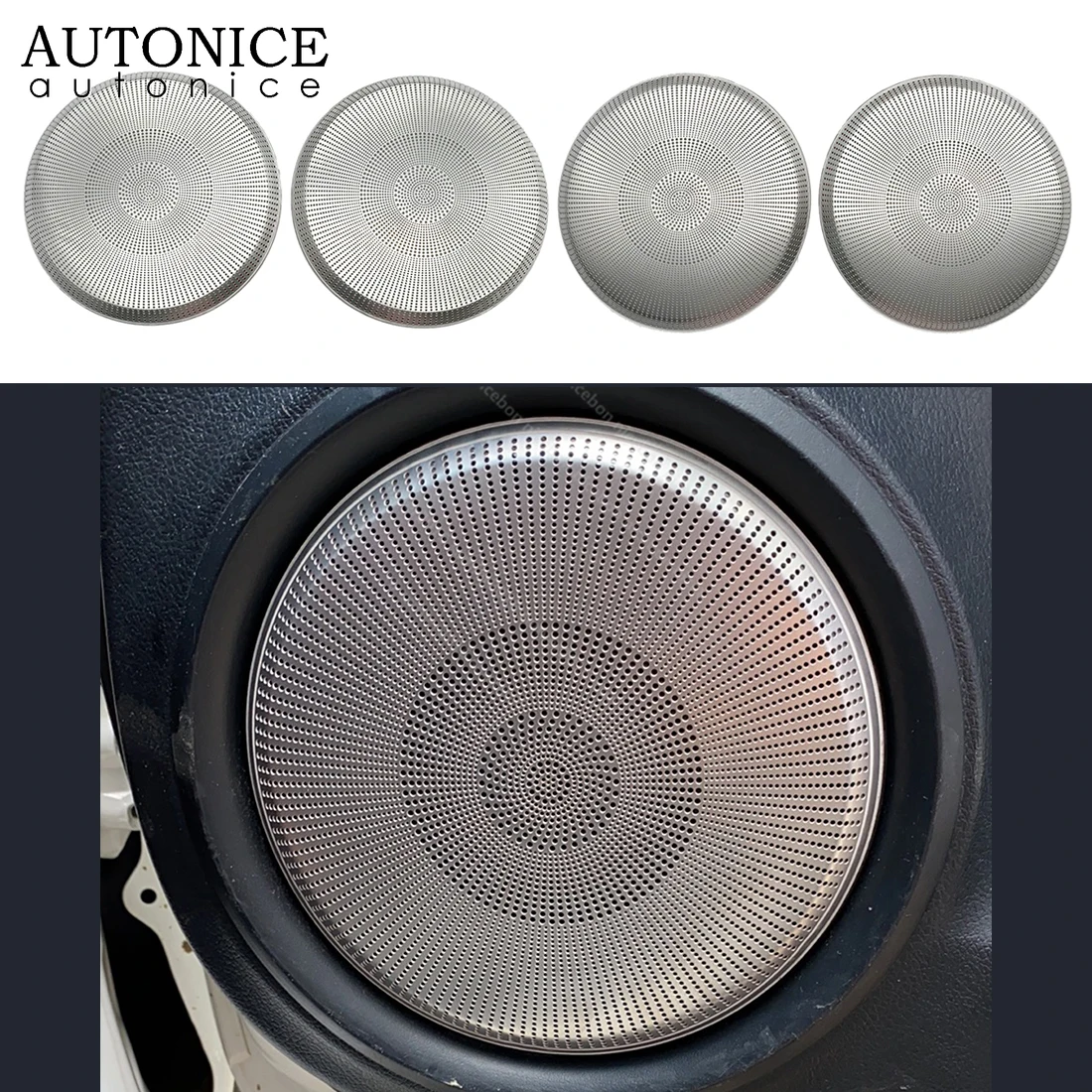 4pcs Stainless Door Speaker Loudspeaker Box Cover Trim Fit for Toyota Hilux Revo Rocco 2015 2016 2017 2018 2019 2020