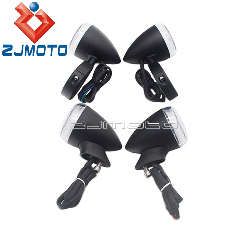 

4Pcs Vintage Classic Bullet Black 12V LED Amber Turn Signal Indicator Light Blinkers Lamp For Honda Yamaha Ducati Suzuki