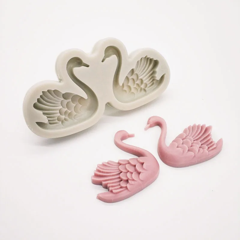 New Swan Silicone Mold Couple Birthday Cake Decoration Mould Chocolate Mold K484