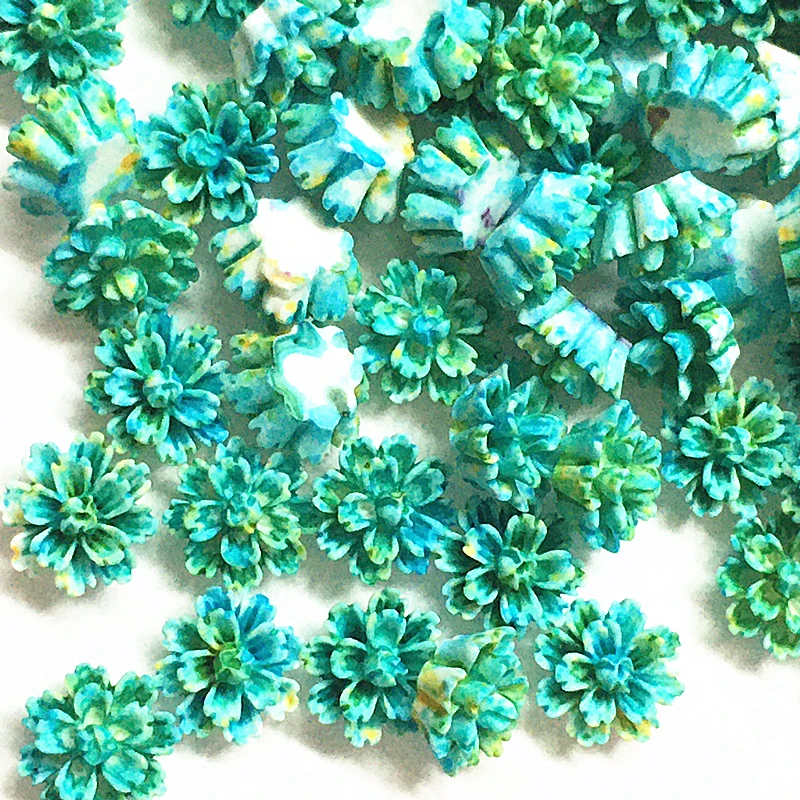 

100Pcs 12*13mm lake blue Resin Flowers Decorations Crafts Flatback Cabochon For Scrapbooking Diy Accessories