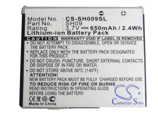 cameron sino 650mah battery for SHARP SH902ISL SH903i SH09 Mobile, SmartPhone Battery