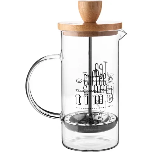 Queen's Kitchen Borasilikat Glass Lux 350ml French Press With Bamboo Lid