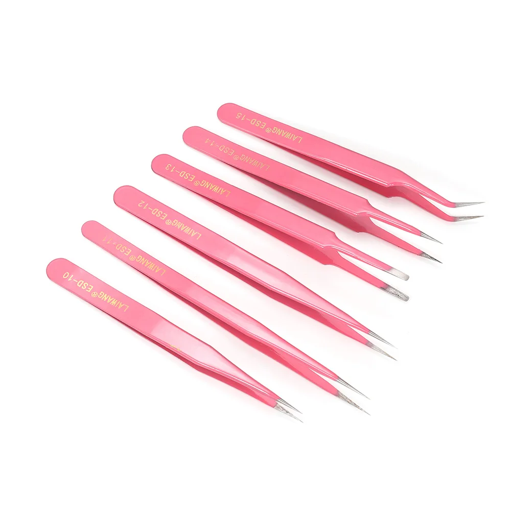 1pcs Anti-Static Excellent Quality Tweezers Bend Long Nose Cross Tweezers For Intersperse Beads Jewerly Tools Sewing Accessories