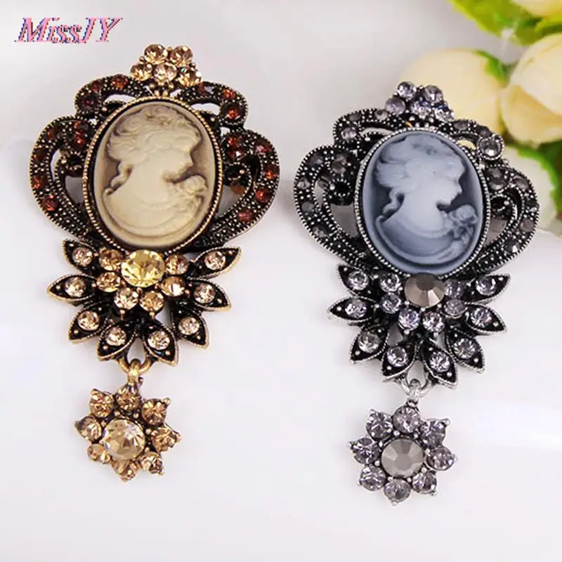 18Styles Retro Beauty Head Brooch Elegant Style Vintage Victorian Design Queen\'s Cameo Antique Wedding Beauty Pin Jewelry Gift