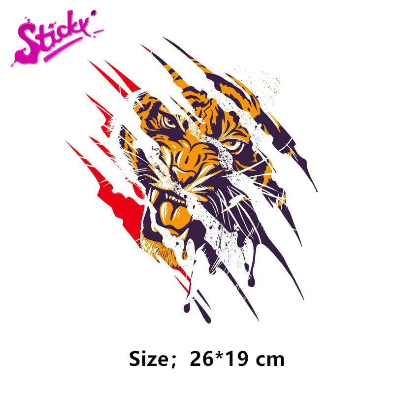 STICKY 3D Tiger Cool Tear Scratches Animal Anime Car Sticker Decal Decor Motorcycle Off-road Laptop Trunk Guitar Stickers