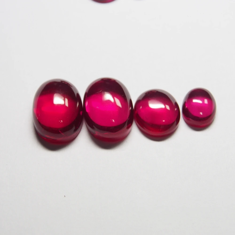 9*11Mm 10 Stuk/Veel Rode Kleur Ovale Cabochon Korund Robijn Edelsteen Voor Sieraden