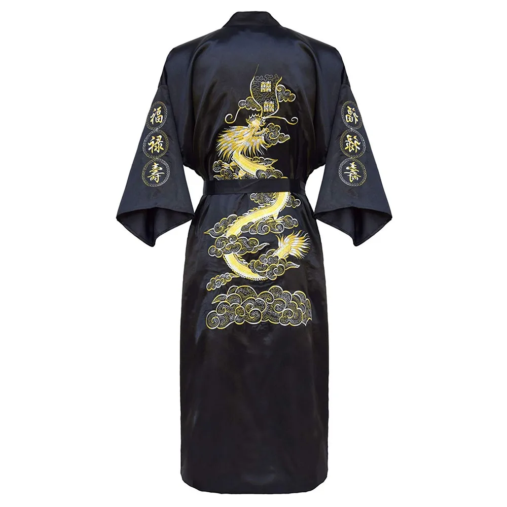 Embroidery Dragon Robes Traditional Male Sleepwear Loose Nightwear Kimono Bathrobe Gown Homewear Nightgown Big Size 3xl Classic