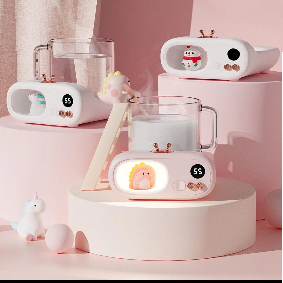 Criativo dos desenhos animados copo mais quente aquecimento esteira manter a temperat para chá café leite caneca de escritório em casa 55 graus aquecedor elétrico
