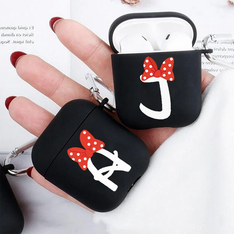 Bow-knot Letters Headphone Case For Apple Airpods 1 2 Shockproof Silicone Protection Wireless Earphone Air Pods 2 Box Cover