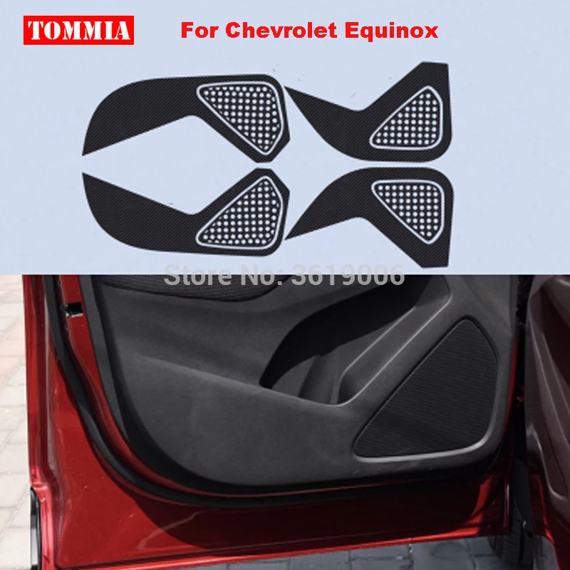 TOMMIA For Chevrolet Equinox Car Inside Door Cover Scratch Protection Anti Kick Pads Carbon Fiber Stickers 4pcs