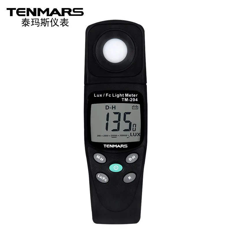 TENMARS-Medidor de luz Digital LUX/FC, multímetro de 200.000 Lux, espectros de prueba, rango automático de TM-204