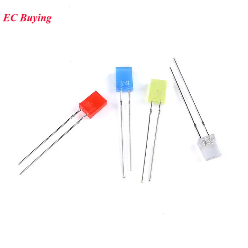 50pcs/lot Square 2*5*7mm Ultra Bright LED Light-emitting Diode 2X5X7mm Red Yellow Green Blue White Mix Diodes for DIY Electronic