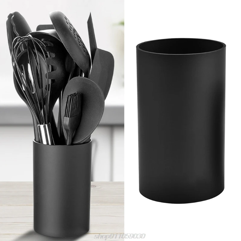 Kitchen Utensil Holder Black Plastic Cylinder Storage Tableware Drying Canister Cutlery Tools J17 21 Dropship