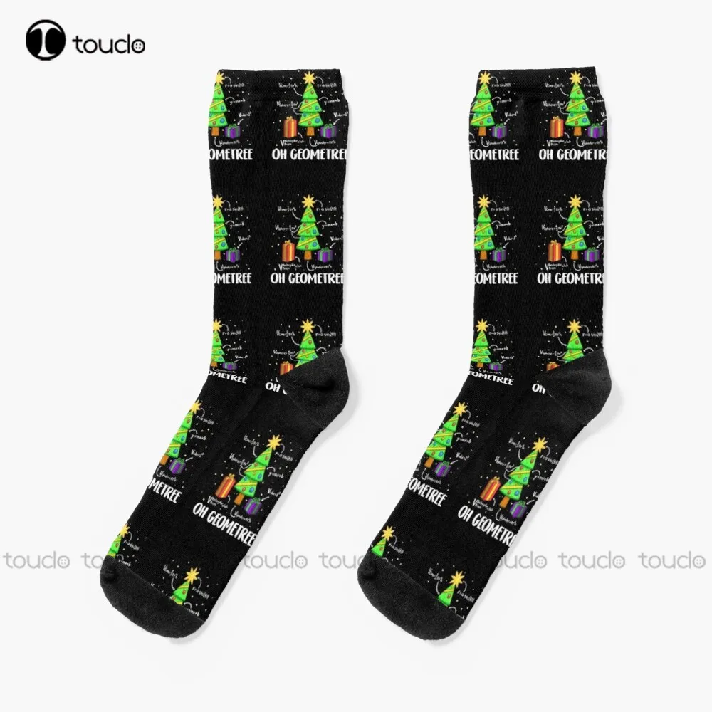 Oh Geometree Christmas Tree Math Lover Teacher Xmas Celebration Gift Socks Funny Socks For Women Unisex Adult Teen Youth Socks