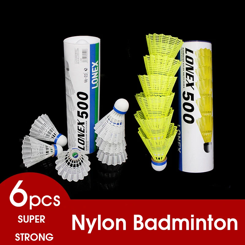 6pcs/tube Super Nylon Shuttlecock Table Fiber Ball Head Full Round Wool Style Plastic Use Durable Badminton for Outdoor Training