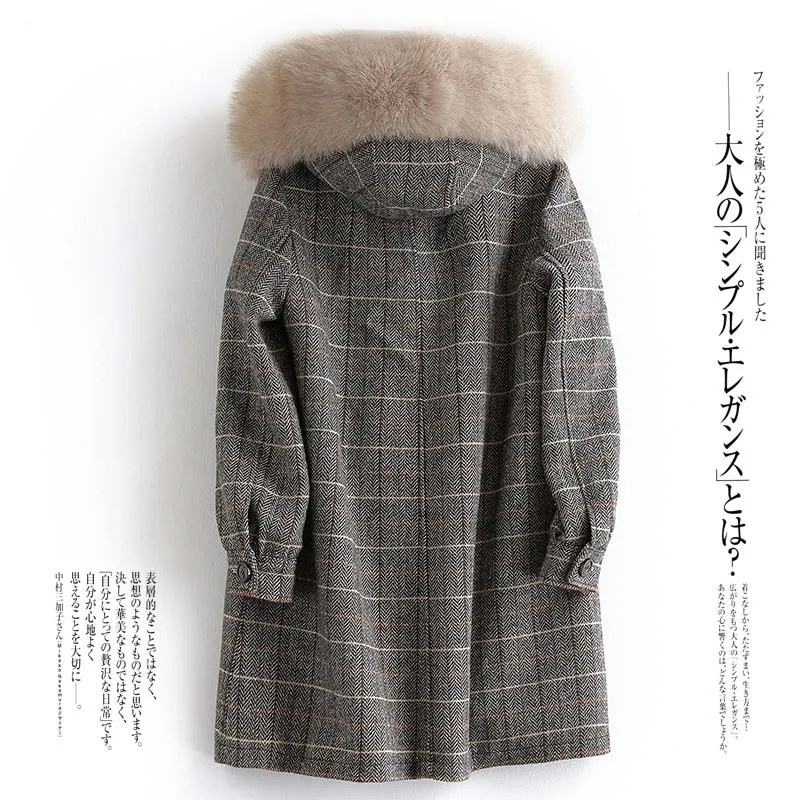 Coat Real Female Fur Winter Natural Fox Fur Hooded Wool Liner Jacket Women Clothes 2021 Korean Vintage Fur Top Hiver 1376