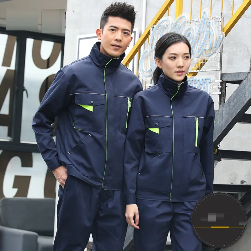 Woman men work coveralls working uniforms spring Wear-resistant contrast color welding suit car workshop mechanic Plus Size 4XL