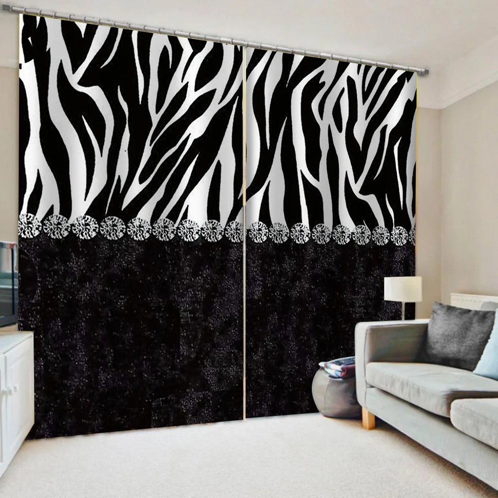 

Luxury Blackout 3D Curtains For Living Room office Bedroom black and white curtains 3d curtain