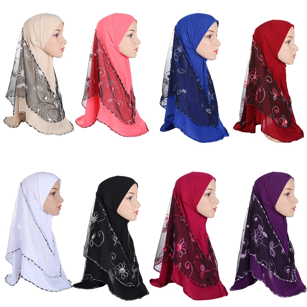 

Muslim Amira Hijab Women Prayer Scarf Head Cover Wrap Crystal Hemp Mesh Islamic Turban Headscarf Hijabs Ninja Full Cover Fashion