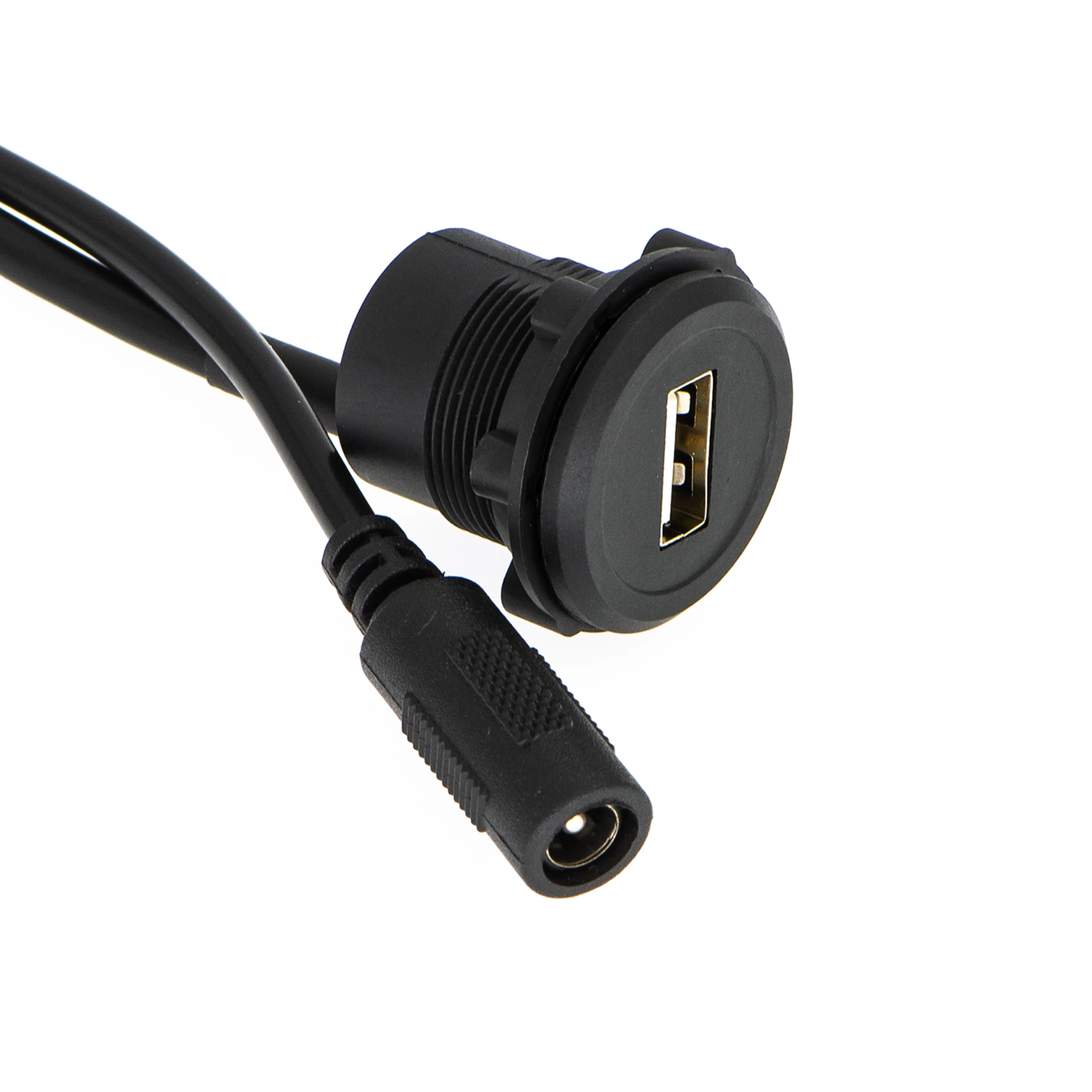 Connecteur USB femelle A vers femelle, type de montage sur panneau économique, connecteur USB 2.0, câble d'alimentation, 22mm, 5.5x2.1mm, longueur 1.2m