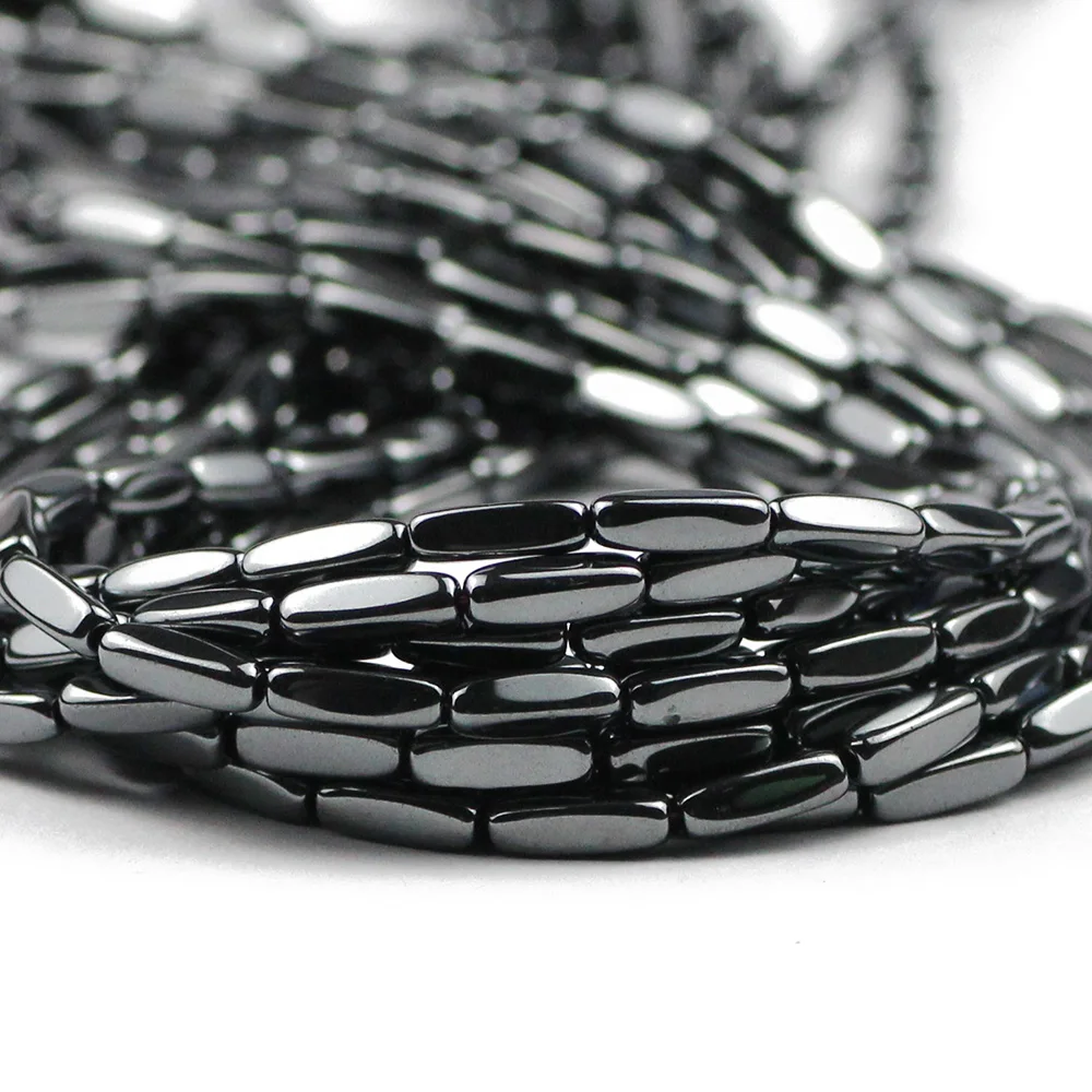 YHBZRET Cuboid shape Black Hematite Natural Stone spacer 8x2mm Loose beads For Jewelry making bracelets DIY Findings Accessories