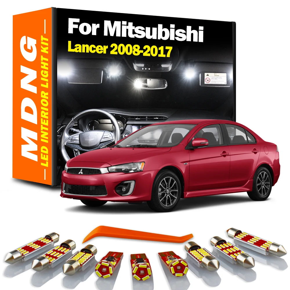 MDNG 8Pcs Canbus LED Interior Light Kit For Mitsubishi Lancer 2008 2009 2010 2011-2017 Reading Map Dome Trunk License Plate Lamp