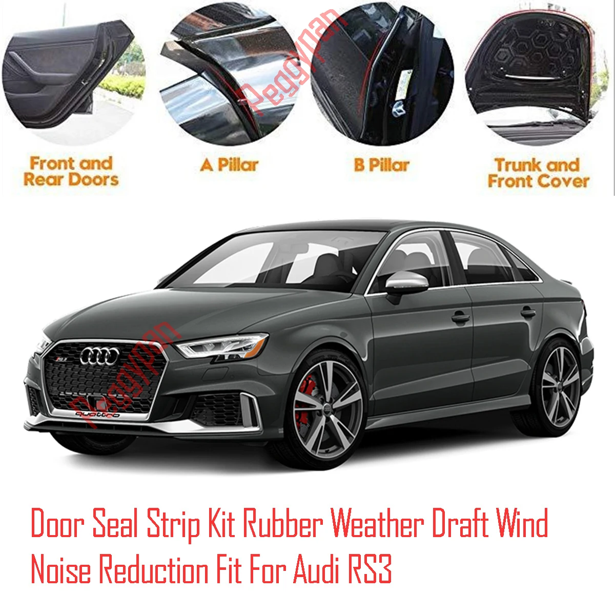 

Door Seal Strip Kit Self Adhesive Window Engine Cover Soundproof Rubber Weather Draft Wind Noise Reduction Fit For Audi Audi RS3