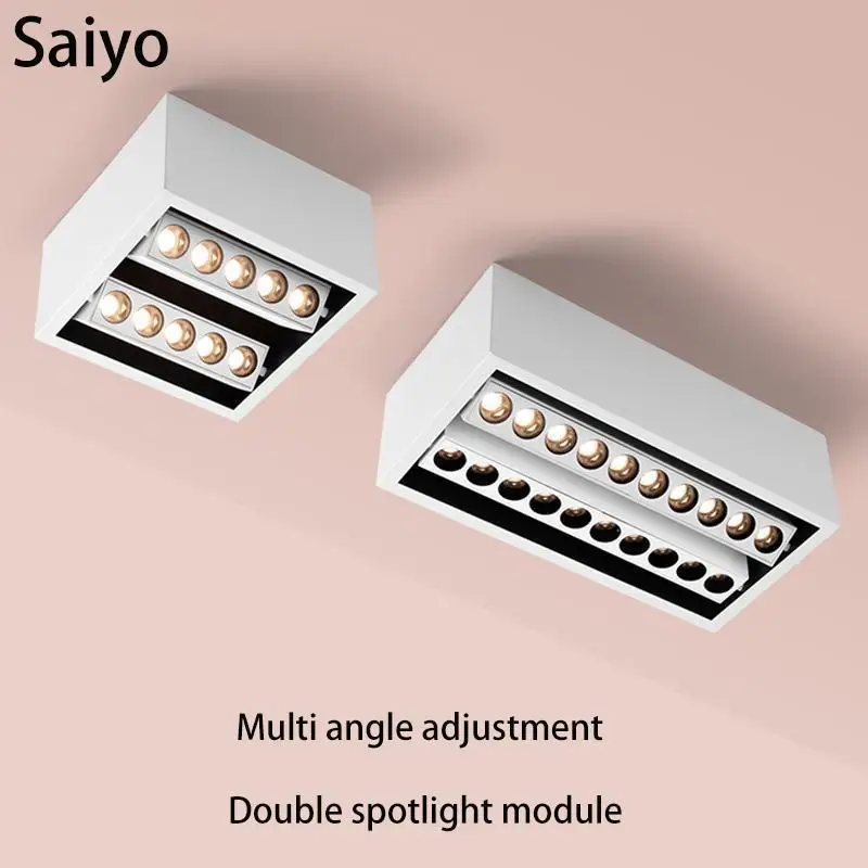 Saiyo LED Spot Lights Surface Mounted COB 20W 36W Adjustable Angle Ceiling Lamp 85-265V For Kitchen Living Room Indoor Lighting