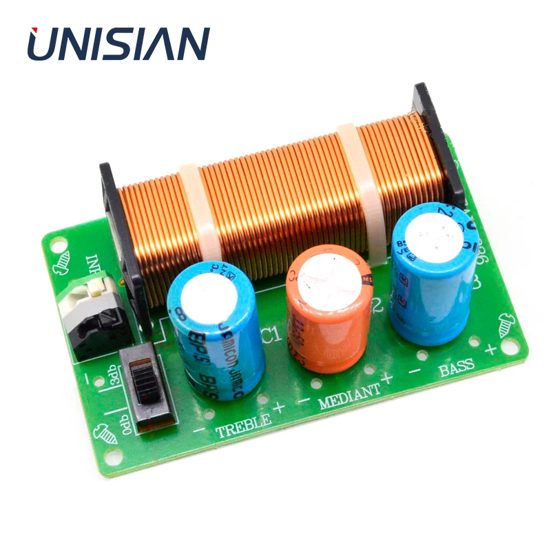 UNISIAN аудио делитель частоты 3-сторонний выход Динамик делитель частоты 120 Вт ВЧ бас Mediant 3-х полосная кроссовер фильтры доска