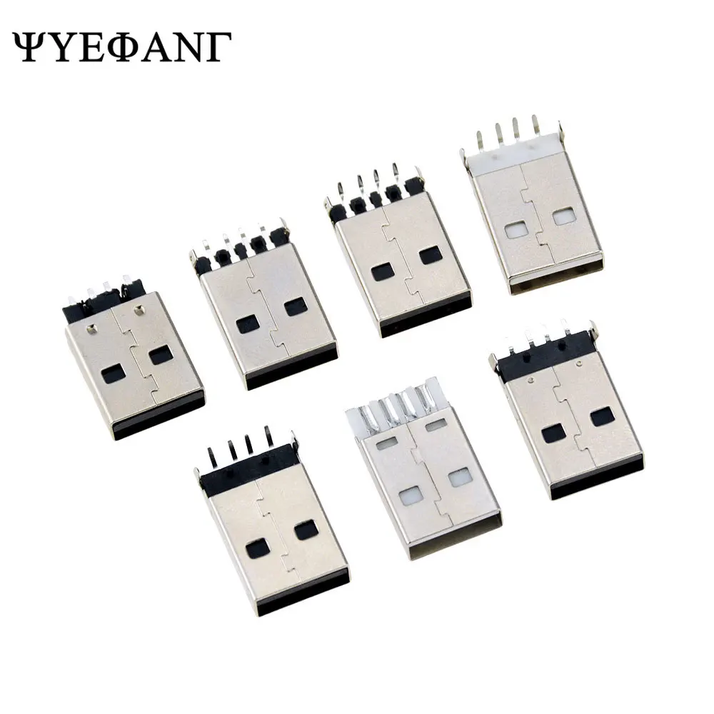 10PCS USB 2.0 Type A Welding/Paster/Solder wire/Plugboard Type Male Plug Connectors USB-A Tail Socket DIY Plug