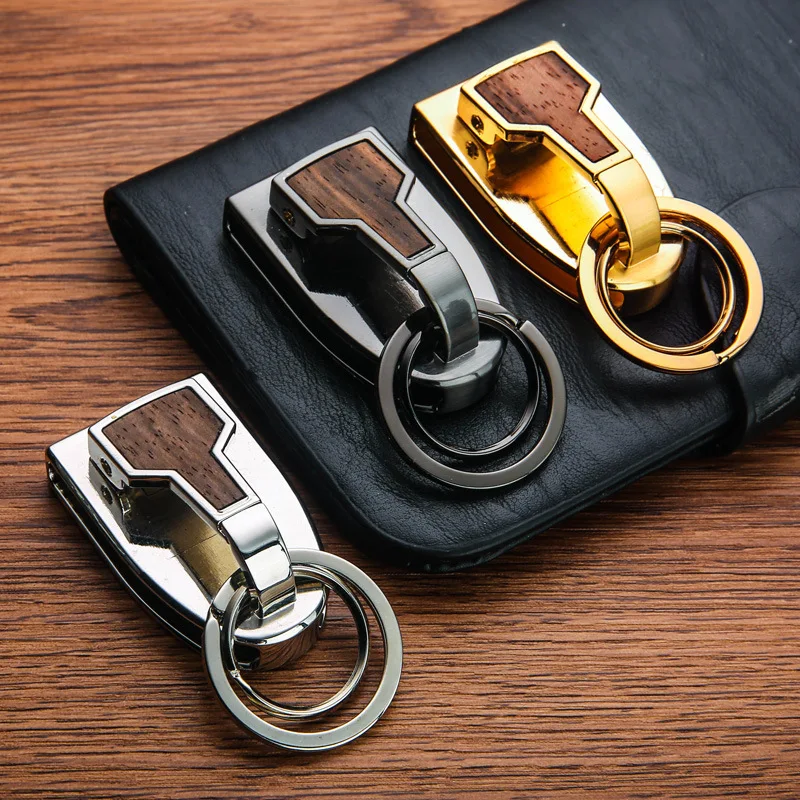 Luxury Key Chain Clip Holder Belt Hanging Keychains High-quality Car Key Ring Holders Buckle Wood Men Best Father\'s Day Gift