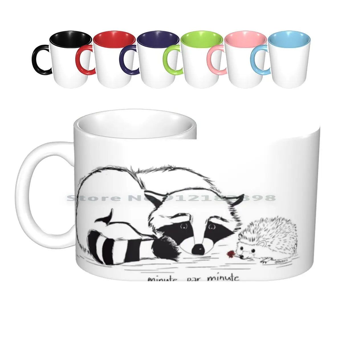 Hedgehog / Raccoon Elu Ceramic Mugs Coffee Cups Milk Tea Mug Elu Skam France Skam Hedgehog Raccoon Minute Par Minute Animals