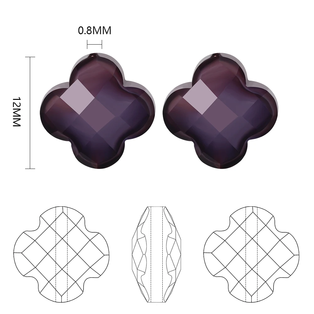 30Pcs/Lot 12mm Glass Petal Beads Four-leaf Clover Shape For DIY Making Crystal Cross Pendant Earing Necklace Accessories Crafts