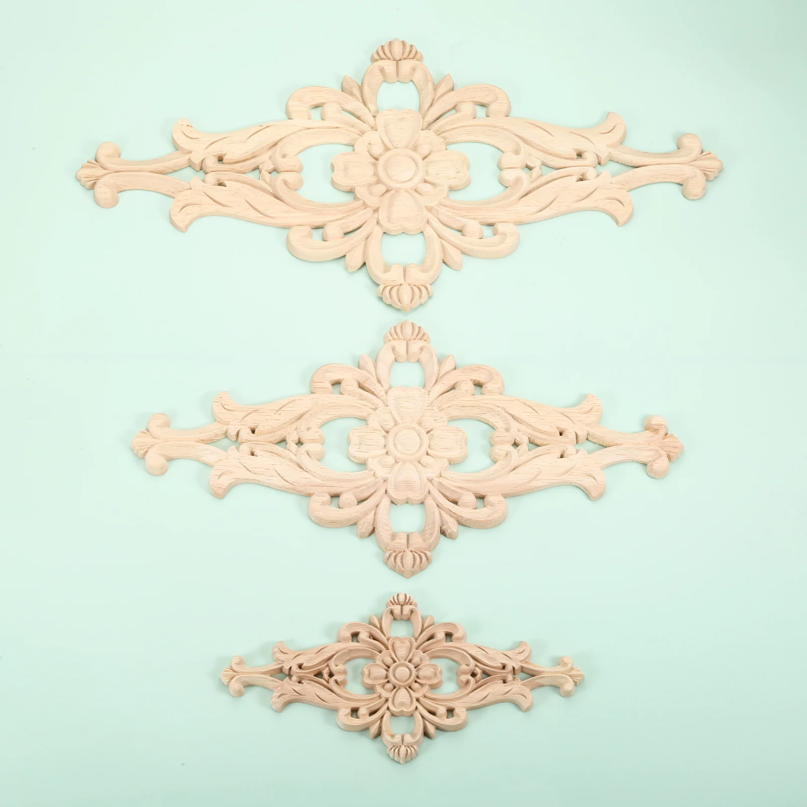 Applique Unpainted Floral Wood Carved Corner Applique Wooden Carving Decal Furniture Cabinet Door Frame Wall Home Decor Crafts