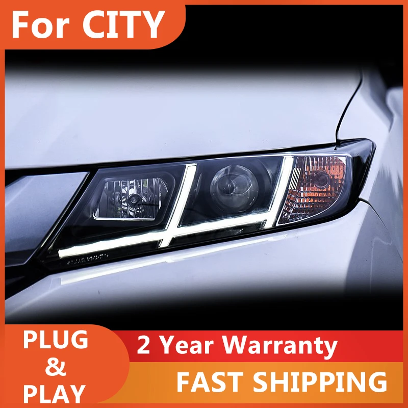 

Car Accessories for Head Lamp For Honda CITY 2015-2017 Headlights DRL Turn Signal Low High Beam Projector Lens