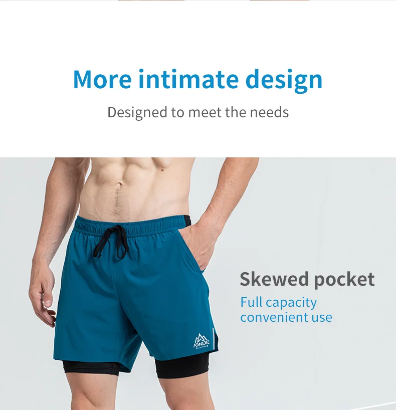 AONIJIE F5102 Men Quick Dry Sports Shorts Trunks Athletic Shorts With Lining Prevent Wardrobe Malf For Running Gym Soccer Tennis