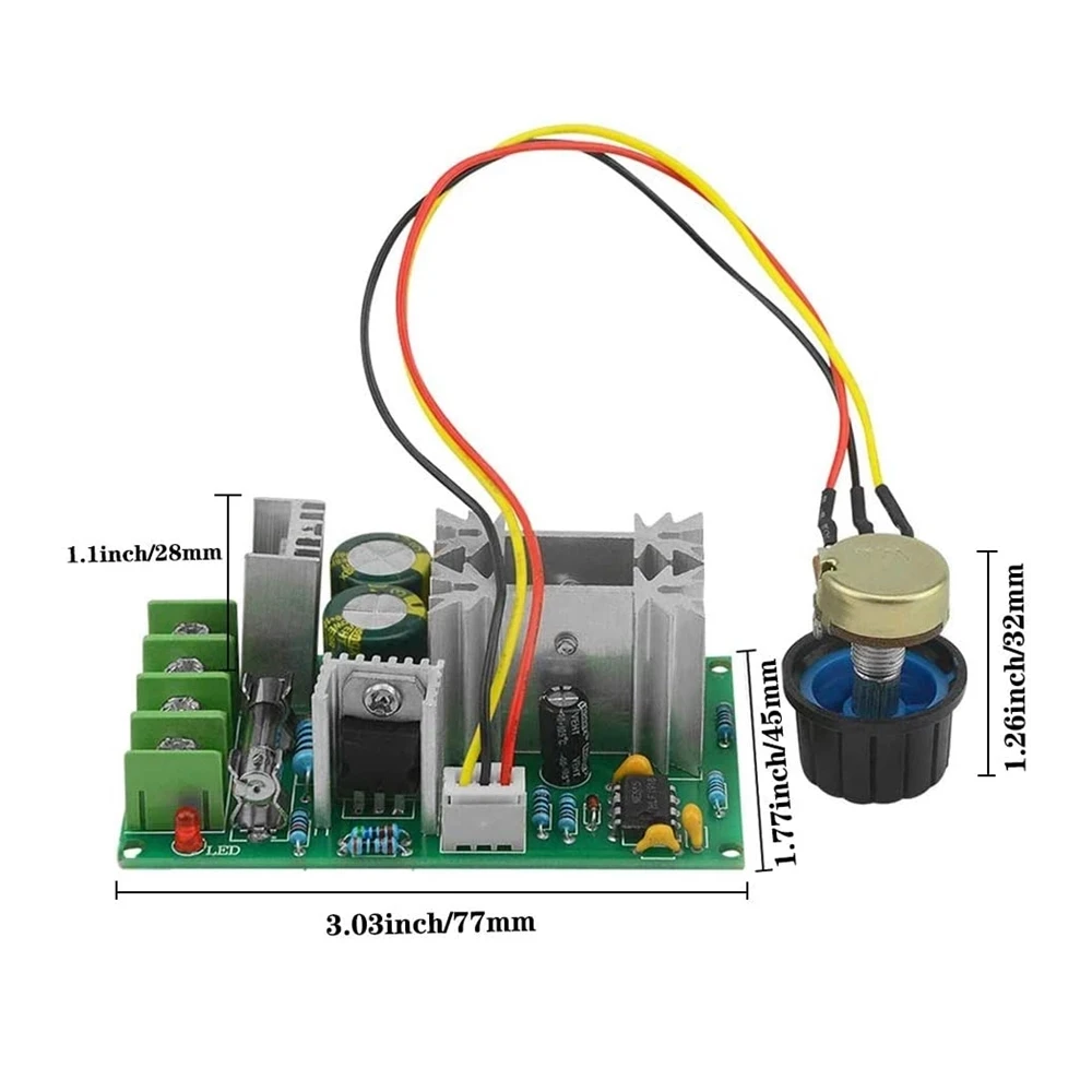 DC10-60V DC Motor Speed Regulator 12V 24V 36V 48V High Power Drive Module PWM Motor Speed Controller 20A Current Regulator