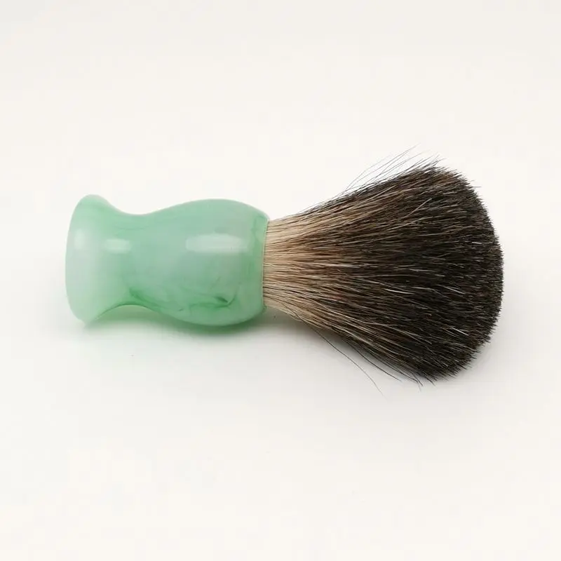 TEYO Emerald Green Pattern Resin Handle Black Badger Hair Shaving Brush