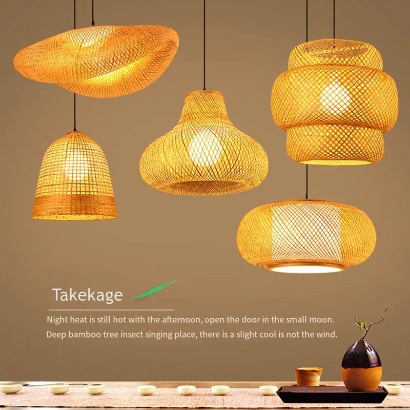 

Modern Bamboo Hand Woven Bamboo Art pendant lights Restaurant Bamboo Lantern Chandelier living Room Home Decor Lighting Fixtures