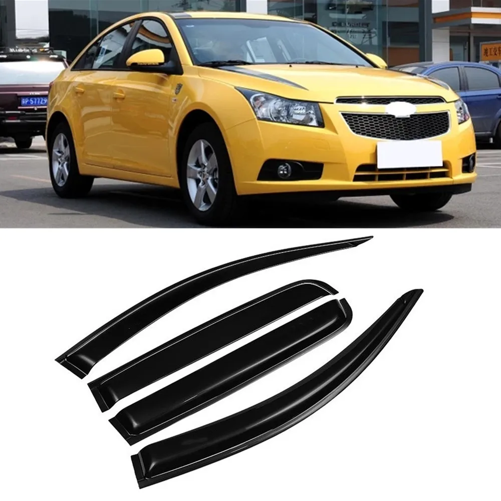 

4Pcs Car Door Window Visor Wind Rain Sun Smoke Guard Deflector Vent Shade Raincoat for Chevy Chevrolet Cruze Sedan 2009-2016