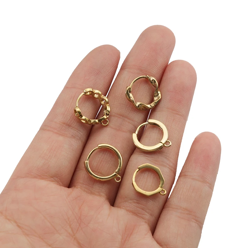 10Pcs Raw Brass Hypoallergenic Round Twisted Korea Earring Hooks Leverback Earwires For DIY Earring Jewelry Making Supplies