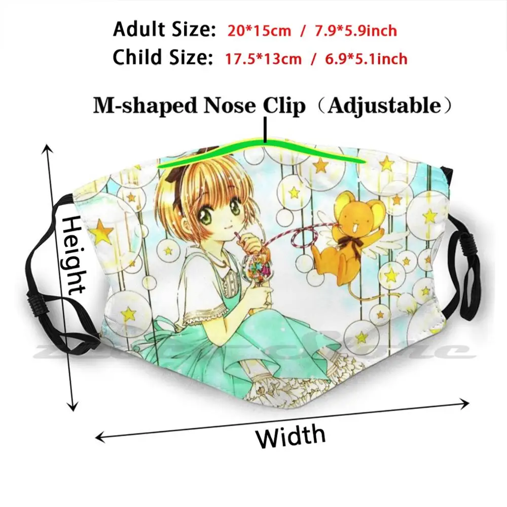 Cardcaptor Sakura Artwork Mask filtro lavabile fai da te Pm2.5 bocca trend Cardcaptor Sakura Sakura Clear Release Clamp Manga