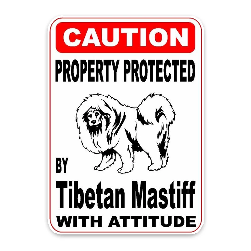 Volkrays Creative Car Sticker Property Protected By Tibetan Mastiff Dog Accessories Reflective Waterproof PVC Decal,13cm*9cm