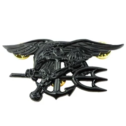 BLACK US NAVY SEAL EAGLE ANCHOR TRIDENT METAL BADGE INSIGNIA PIN