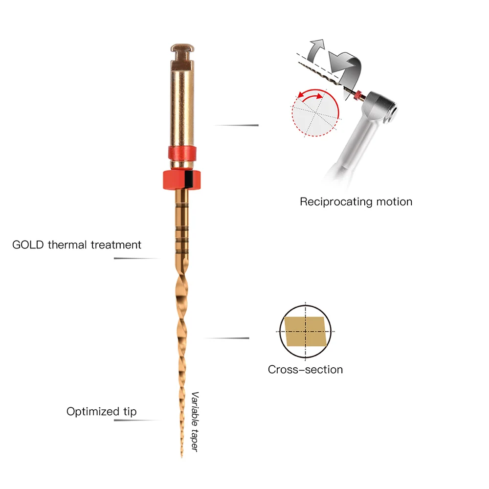 Dental Reciprocating Endodontic Root Canal Niti Primary File Dental Endo Rotary Files Wave OneGold for Root Canal Preparation