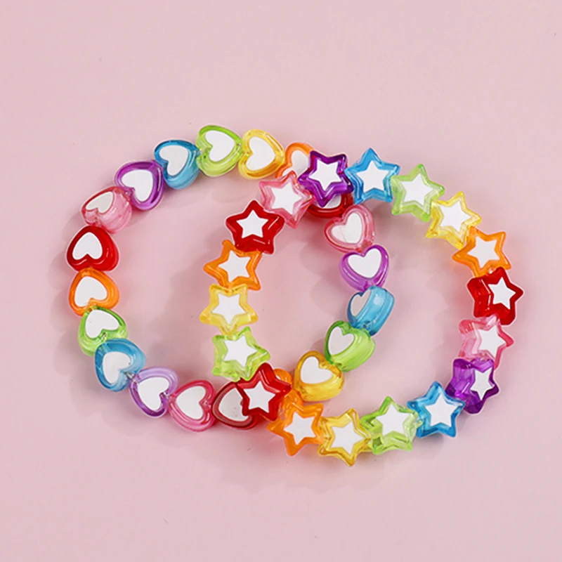 Makersland Cute Heart Star Beads Bracelet For Children Princess Hand Jewelry Charms Accessories Bracelet For Girls 2022 New