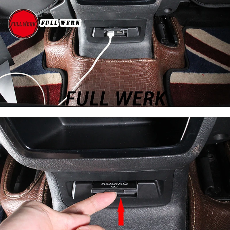 1 PC ABS Car Rear Charging Port USB Hole Anti-Clogging Protective Cover Trim Cap for Skoda Karoq 17-20 Kodiaq GT Auto Interior