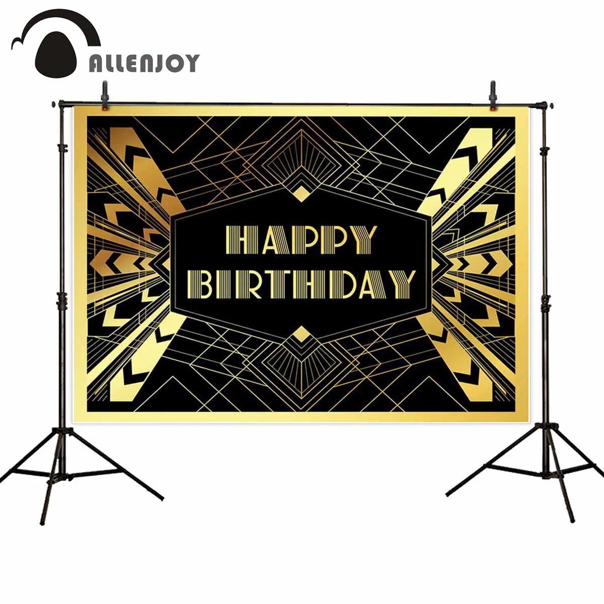 

Allenjoy birthday backdrop golden Black Gatsby vintage solid adult party backdrop decoration photophone photocall photophone